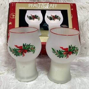 Pfaltzgraff Christmas Heritage Frosted Decal Mini Floating Pillar Candle Set